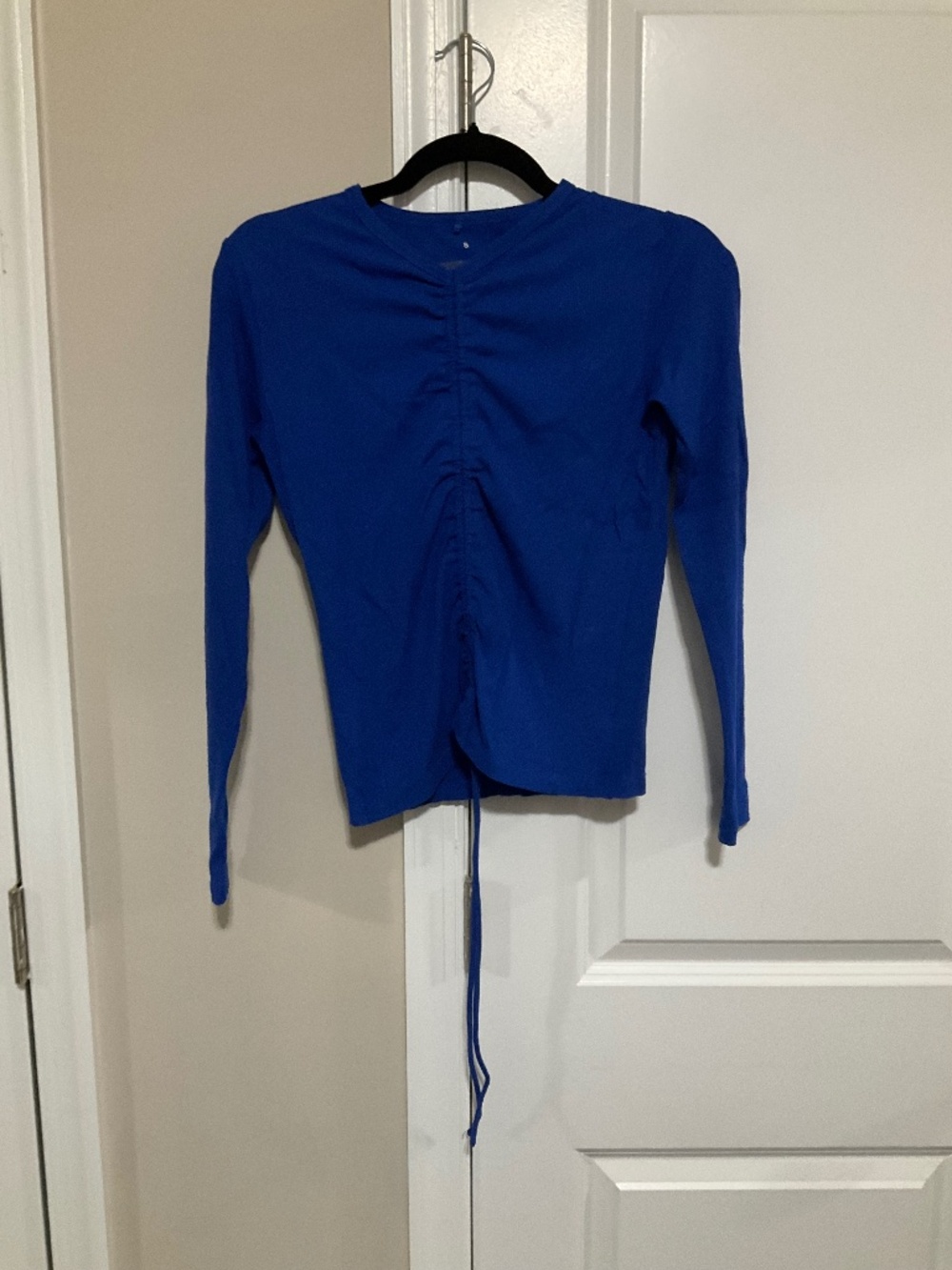 Point Collection royal blue ruched ribbed s tee shirt EUC